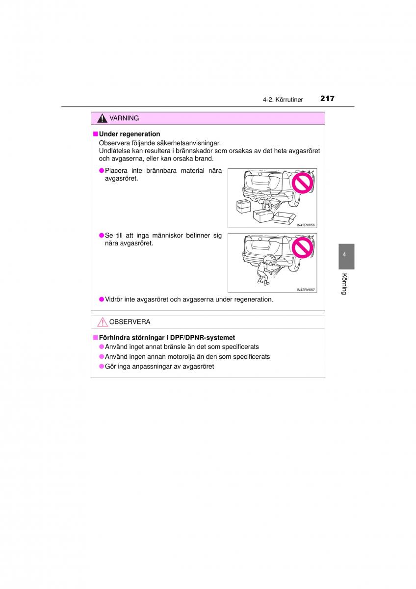 Toyota RAV4 IV 4 instruktionsbok / page 217