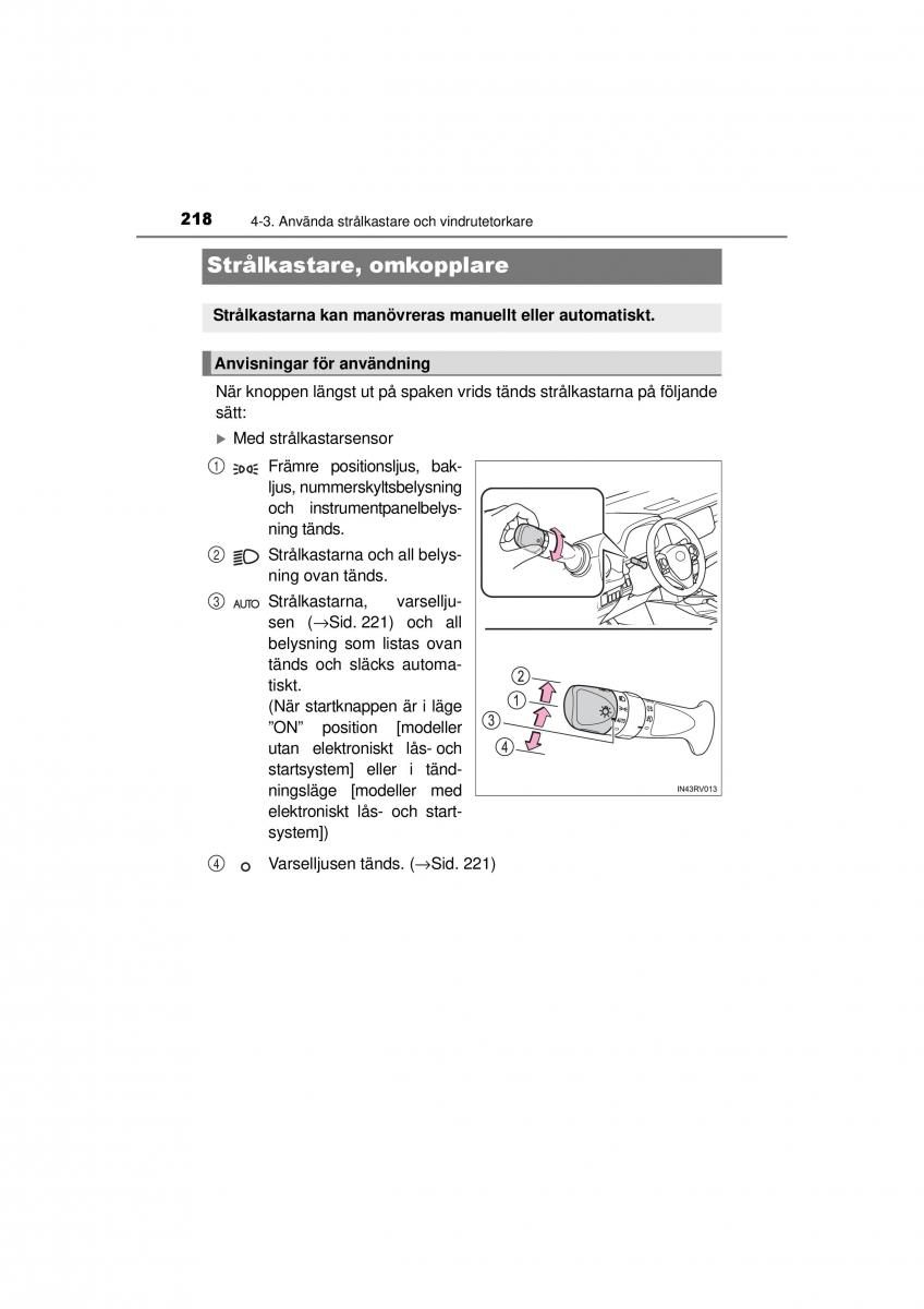 Toyota RAV4 IV 4 instruktionsbok / page 218