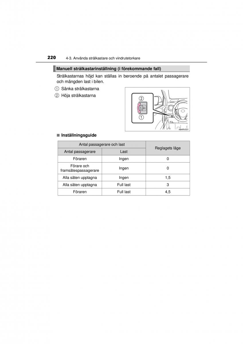 Toyota RAV4 IV 4 instruktionsbok / page 220