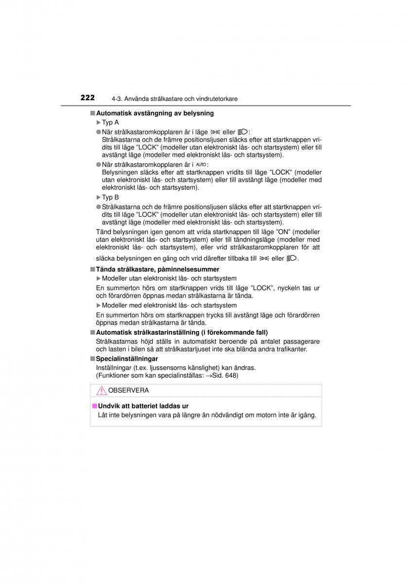 Toyota RAV4 IV 4 instruktionsbok / page 222