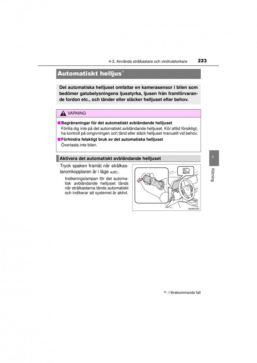 Toyota RAV4 IV 4 instruktionsbok / page 223