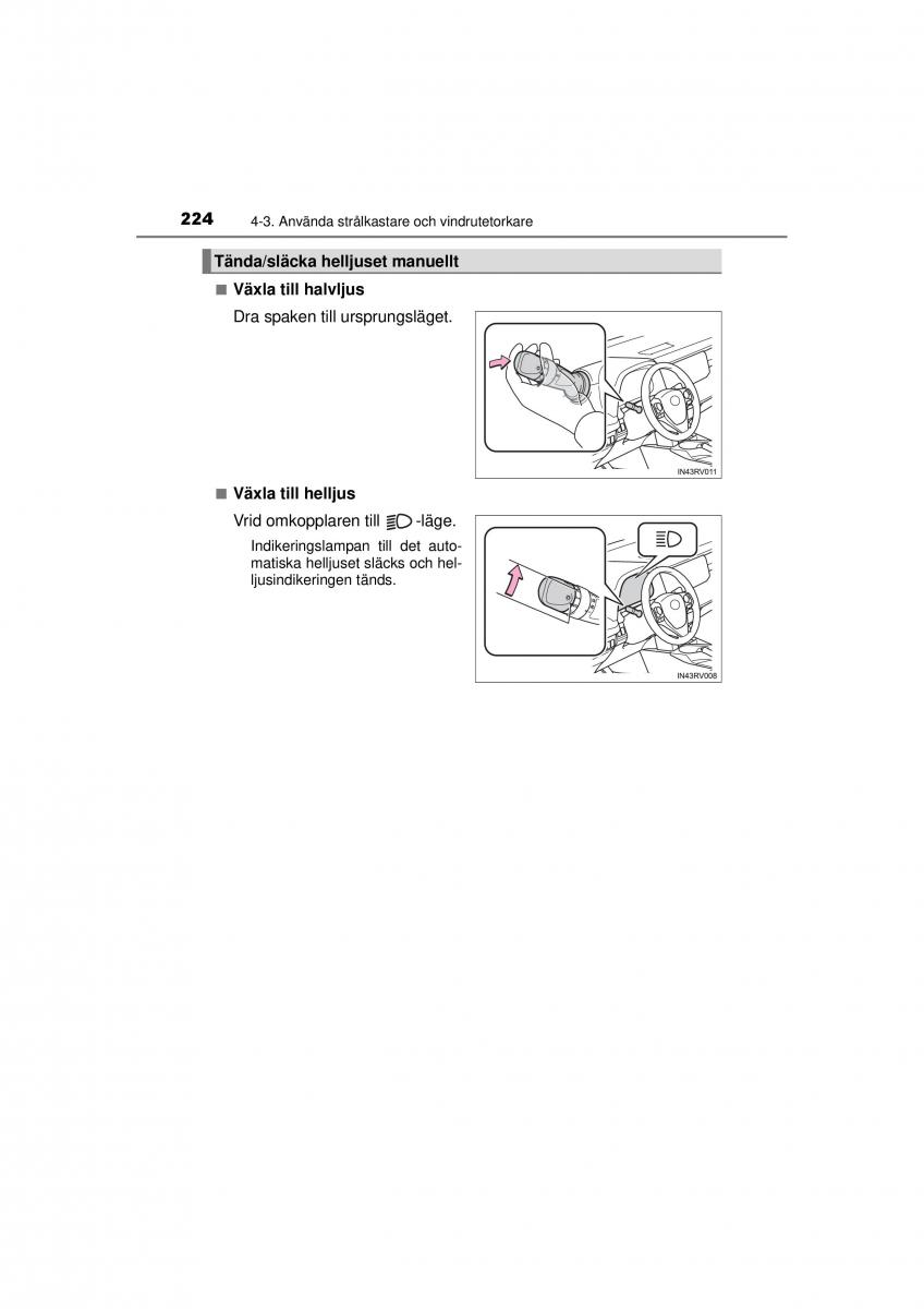 Toyota RAV4 IV 4 instruktionsbok / page 224