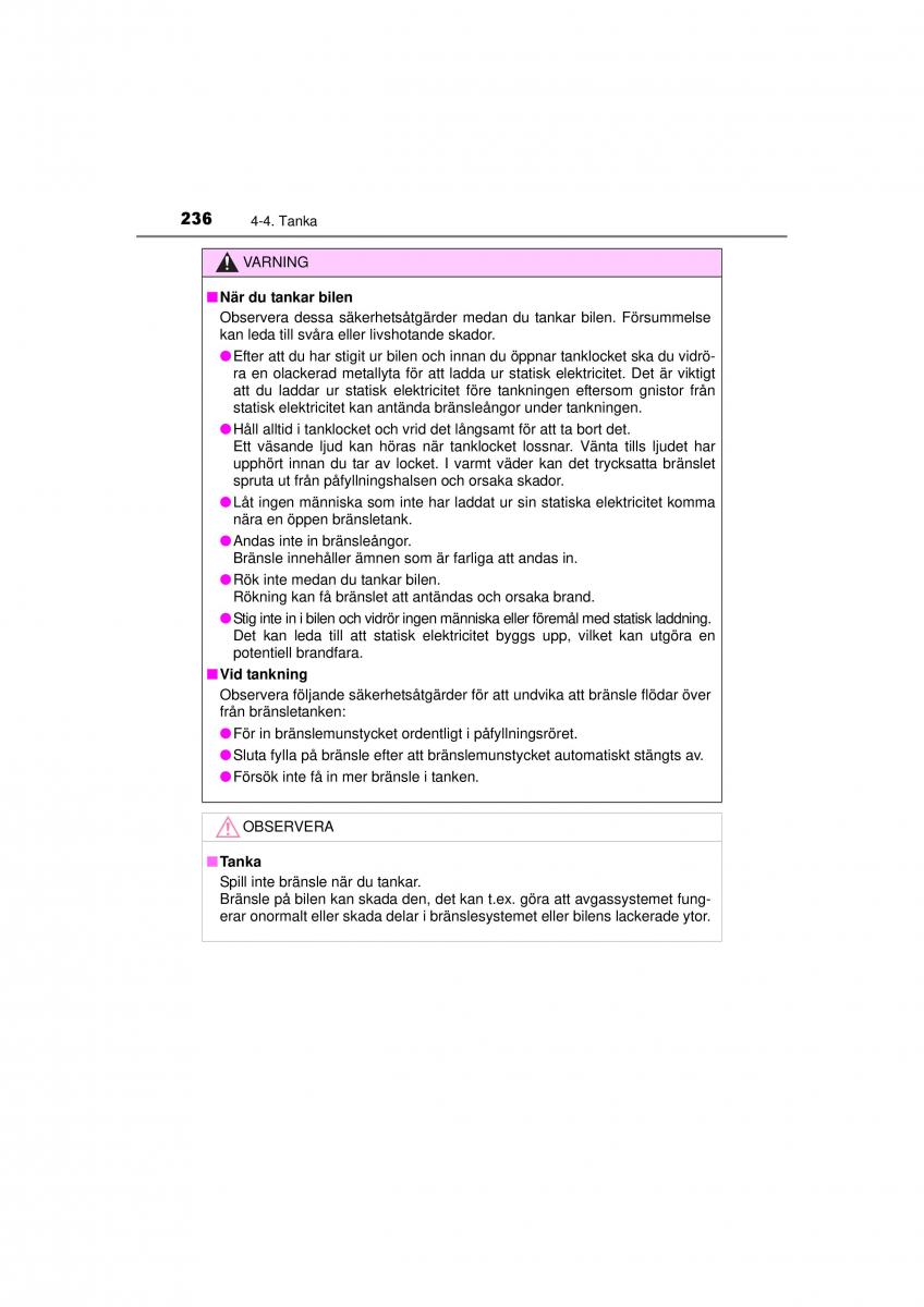 Toyota RAV4 IV 4 instruktionsbok / page 236