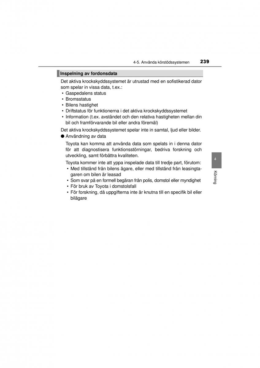 Toyota RAV4 IV 4 instruktionsbok / page 239