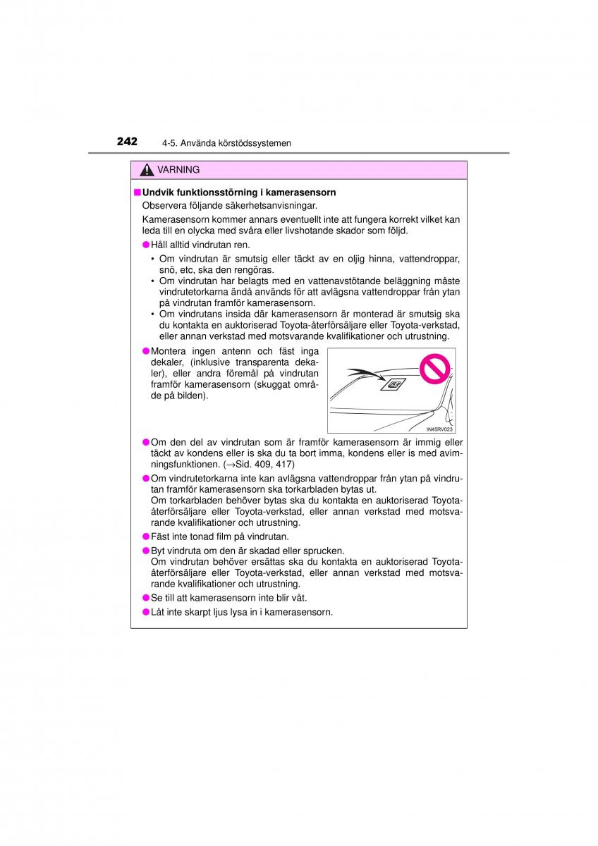 Toyota RAV4 IV 4 instruktionsbok / page 242