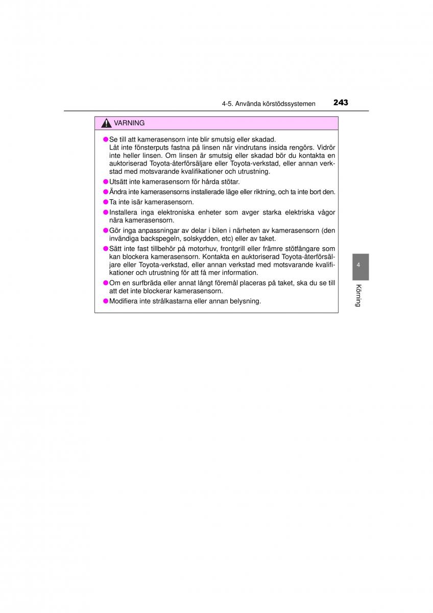 Toyota RAV4 IV 4 instruktionsbok / page 243