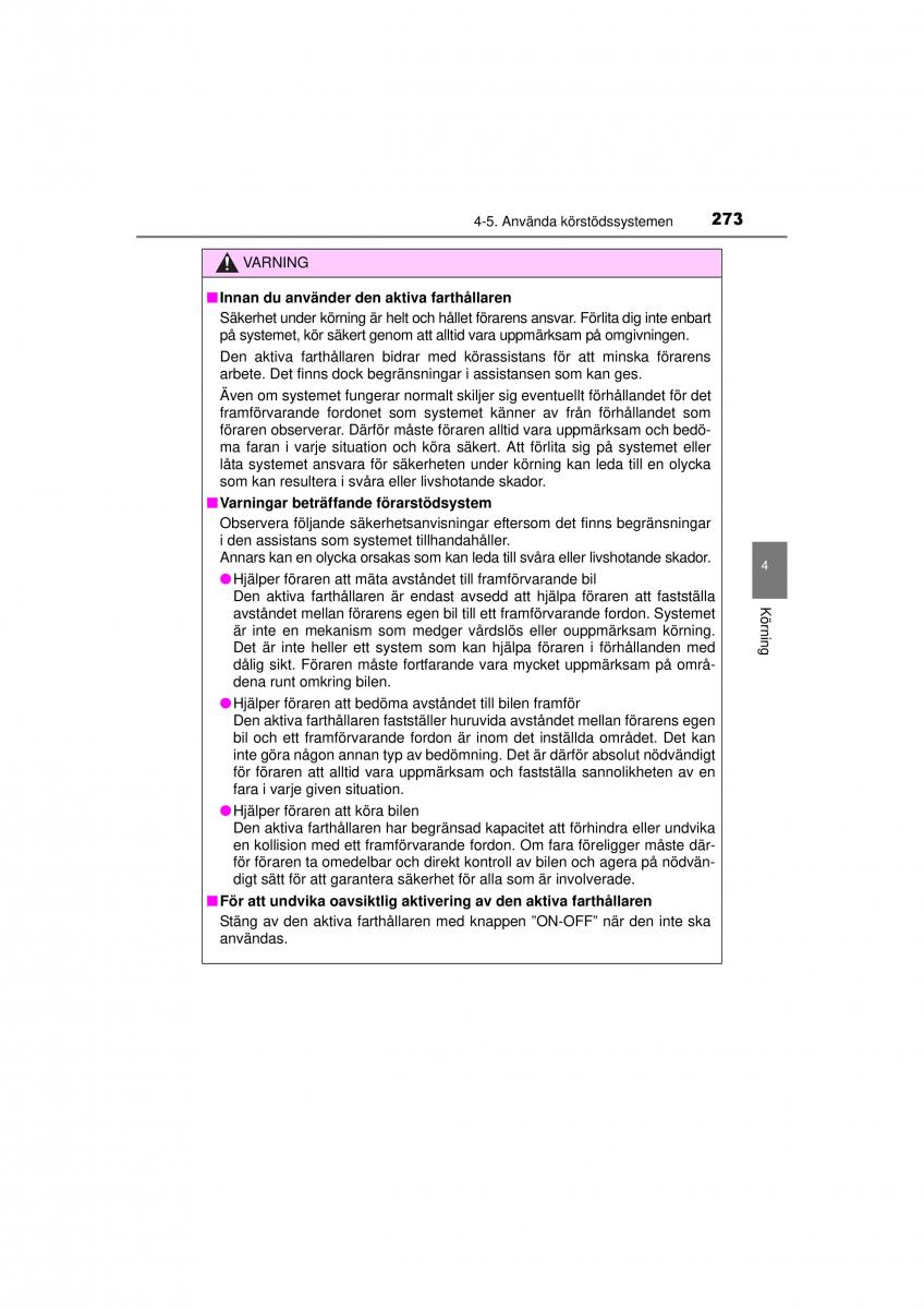 Toyota RAV4 IV 4 instruktionsbok / page 273