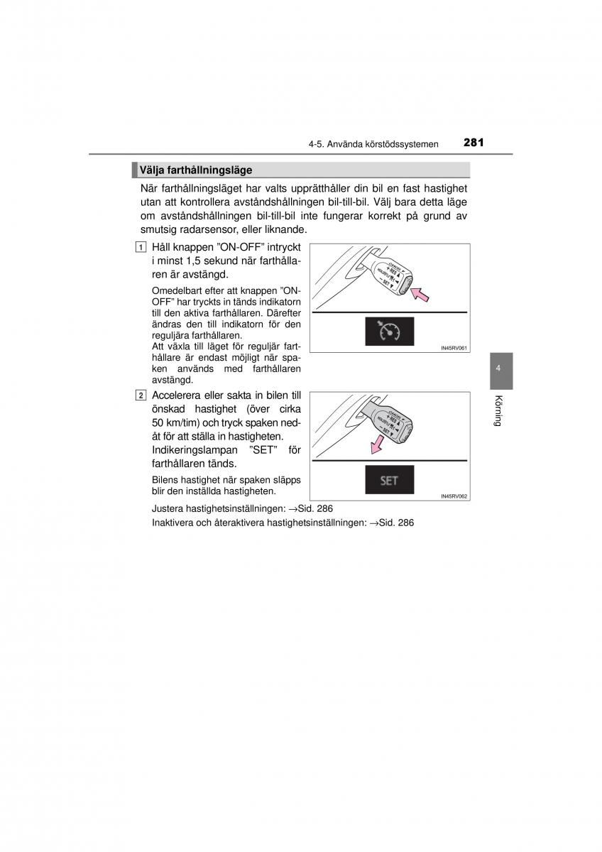 Toyota RAV4 IV 4 instruktionsbok / page 281