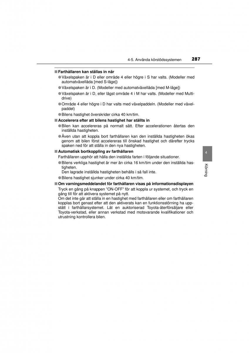 Toyota RAV4 IV 4 instruktionsbok / page 287