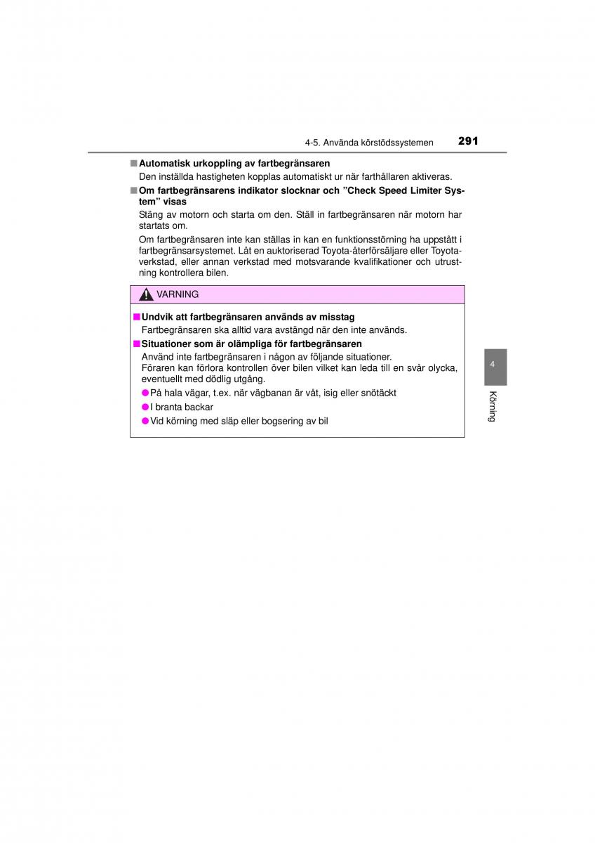 Toyota RAV4 IV 4 instruktionsbok / page 291