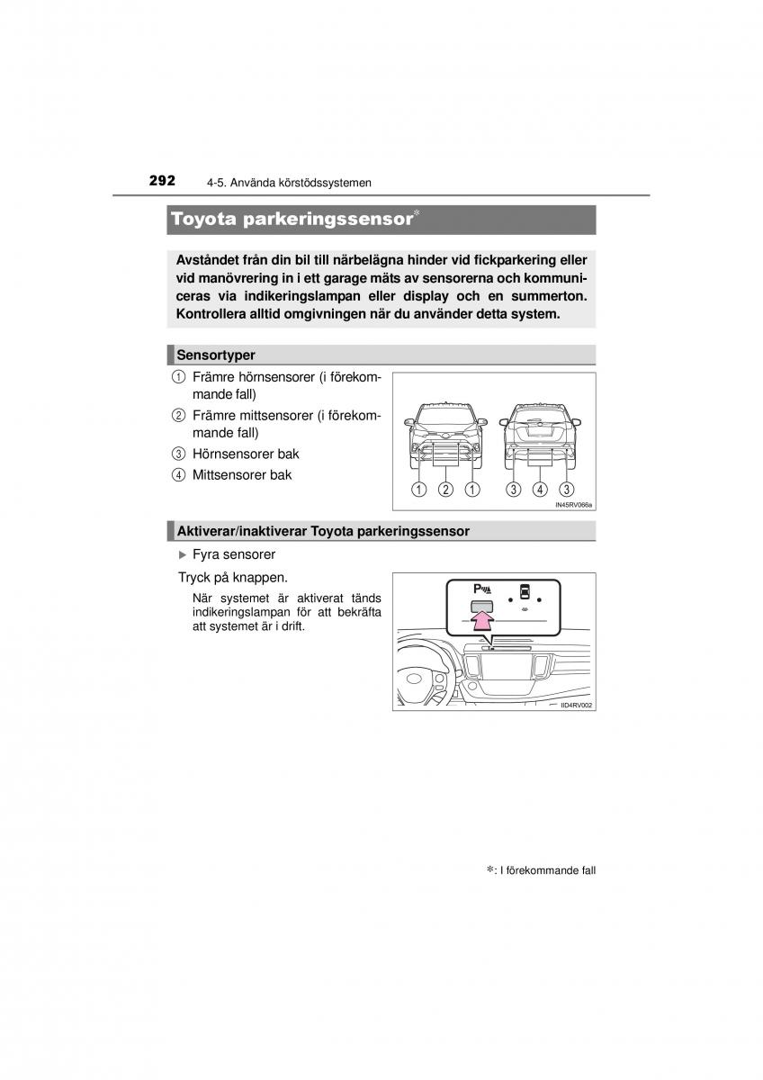 Toyota RAV4 IV 4 instruktionsbok / page 292