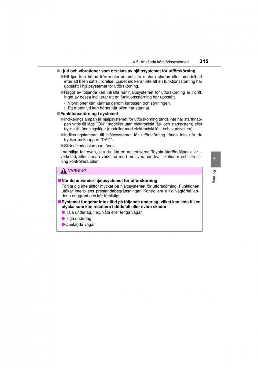 Toyota RAV4 IV 4 instruktionsbok / page 315