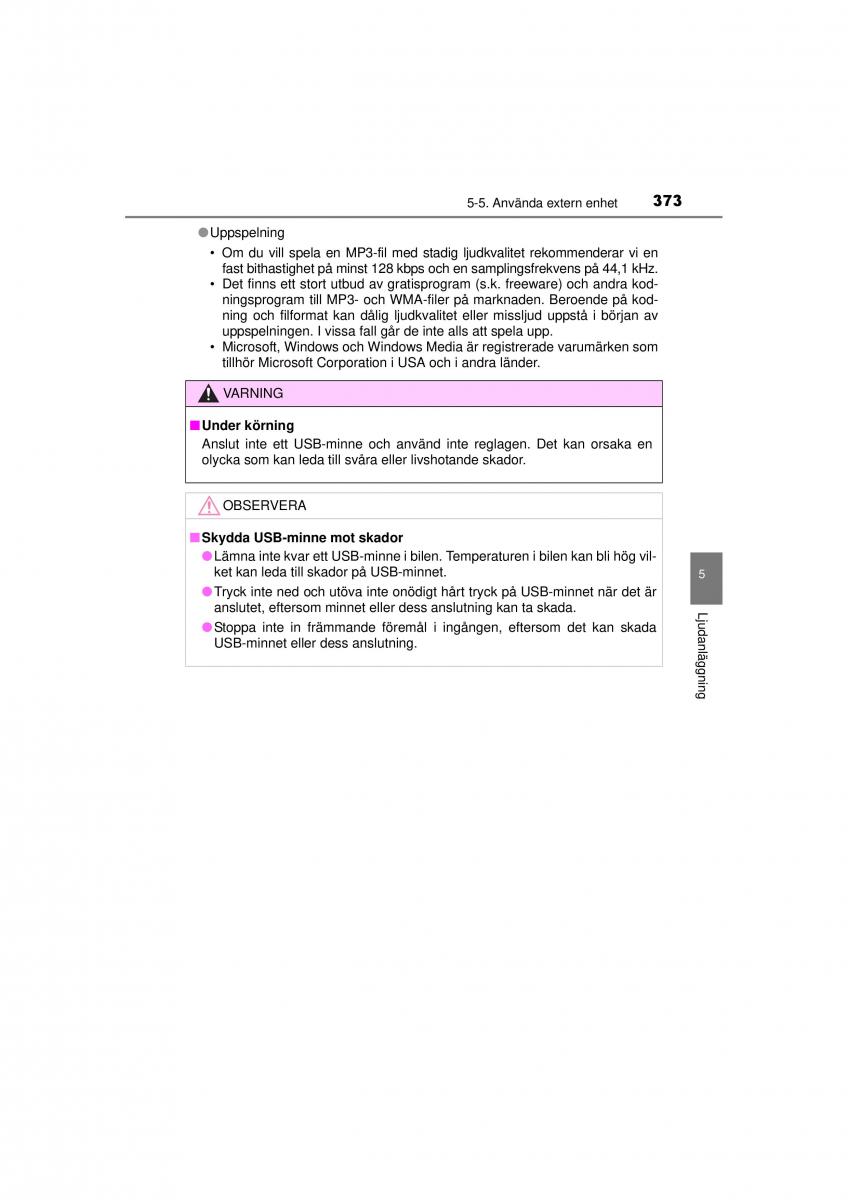 Toyota RAV4 IV 4 instruktionsbok / page 373