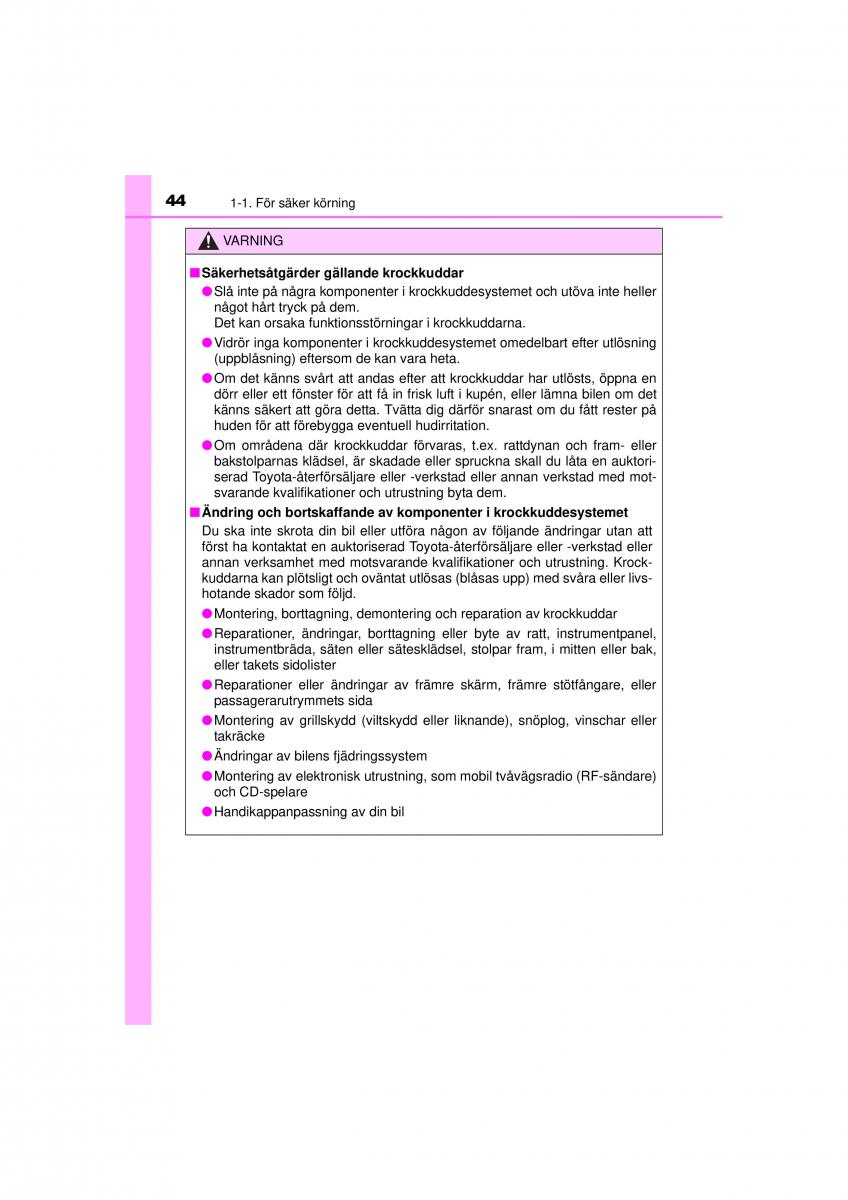 Toyota RAV4 IV 4 instruktionsbok / page 44