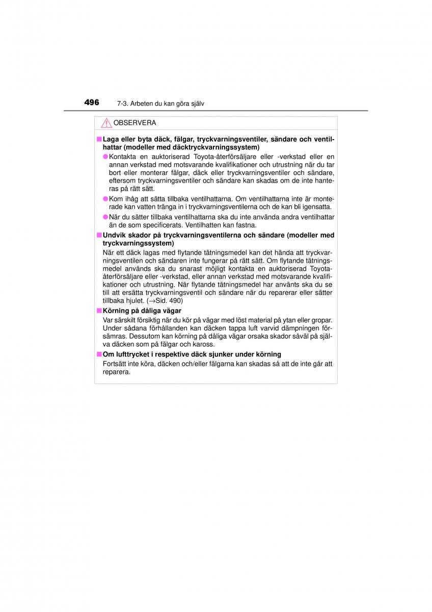 Toyota RAV4 IV 4 instruktionsbok / page 496