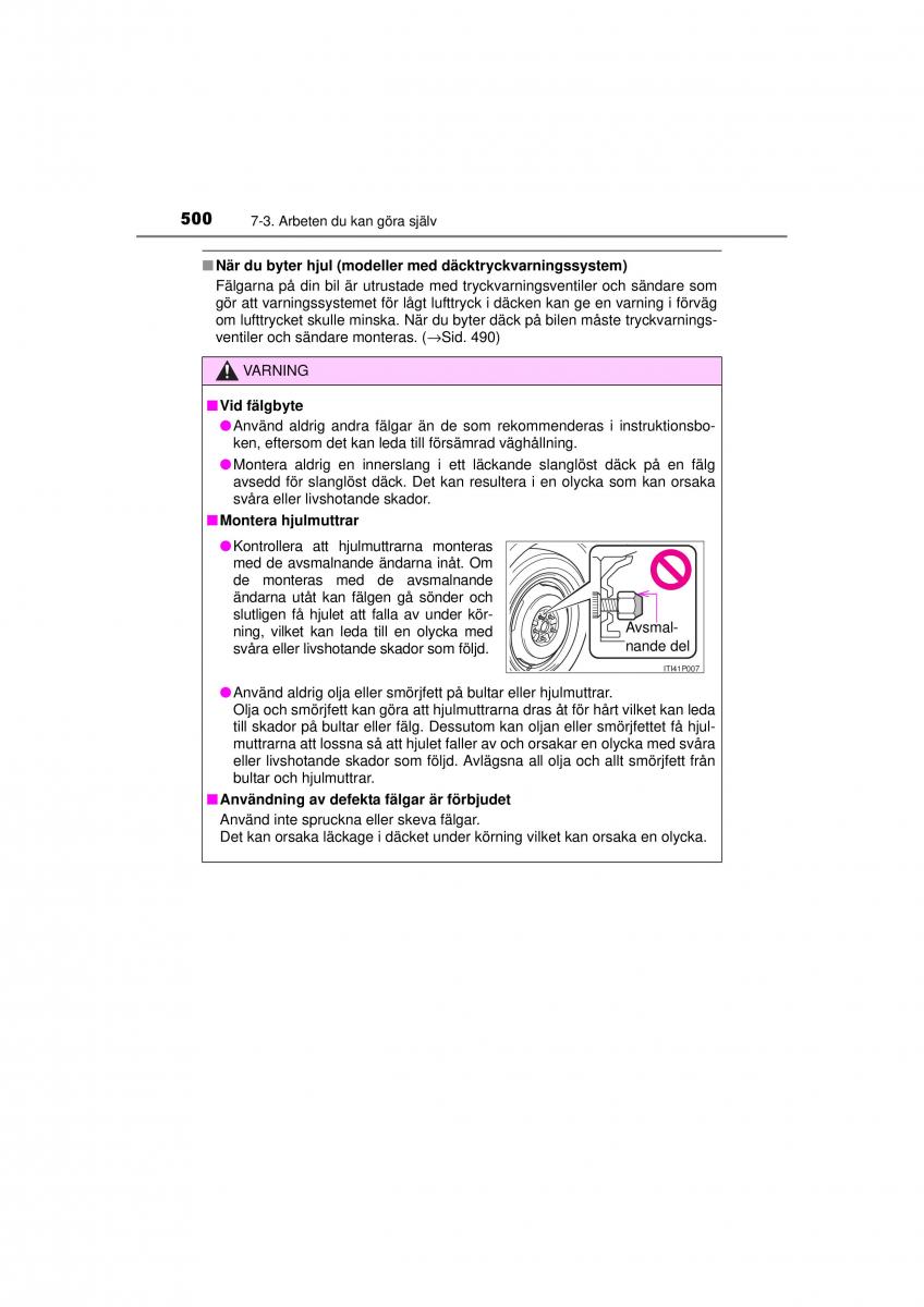 Toyota RAV4 IV 4 instruktionsbok / page 500