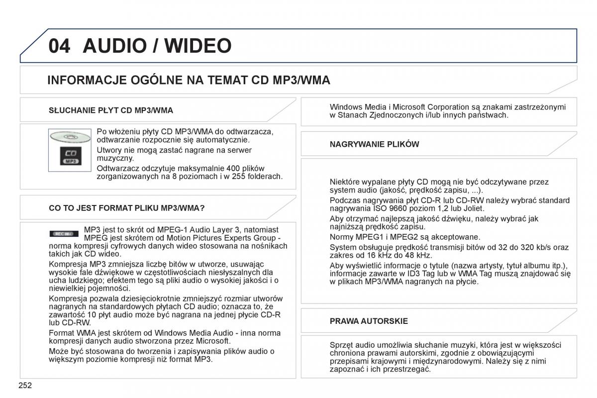 Peugeot 4008 instrukcja obslugi / page 254