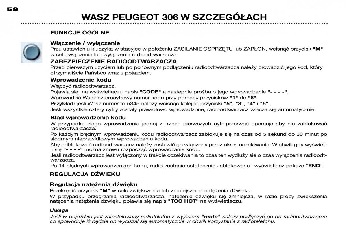 Peugeot 306 instrukcja obslugi / page 55