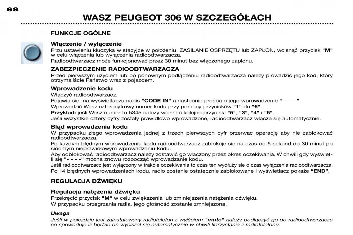 Peugeot 306 instrukcja obslugi / page 66