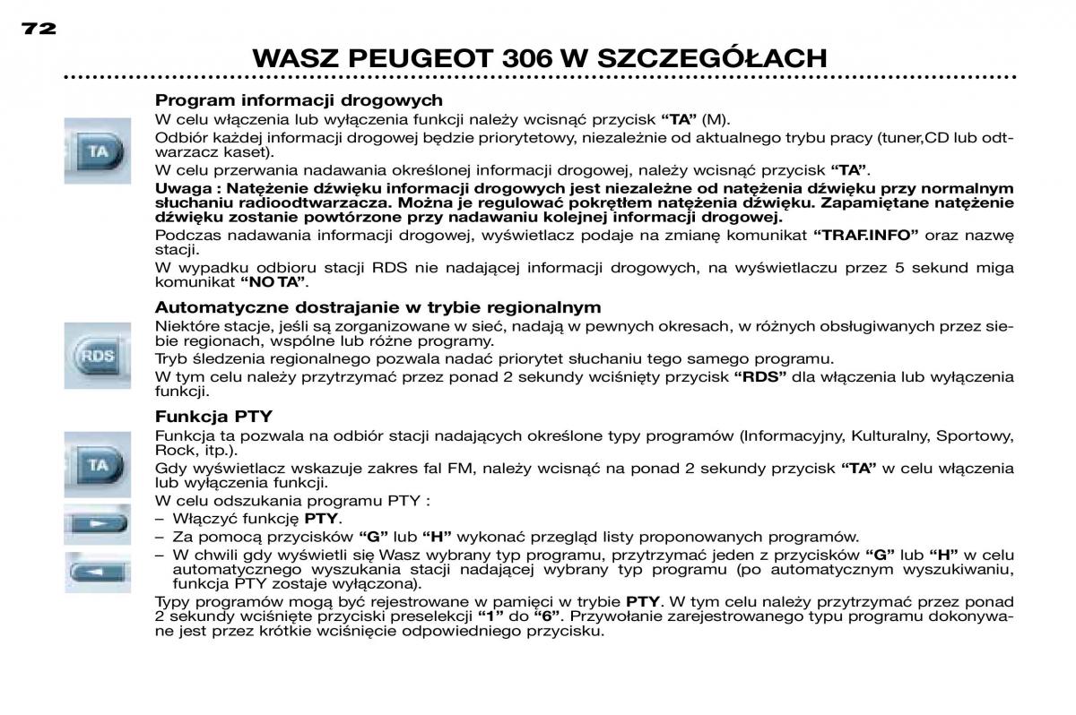 Peugeot 306 instrukcja obslugi / page 70