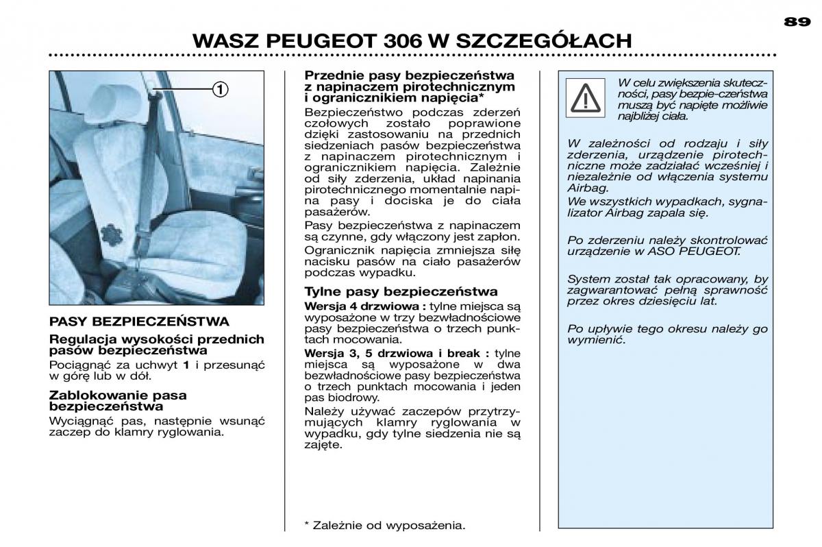 Peugeot 306 instrukcja obslugi / page 88