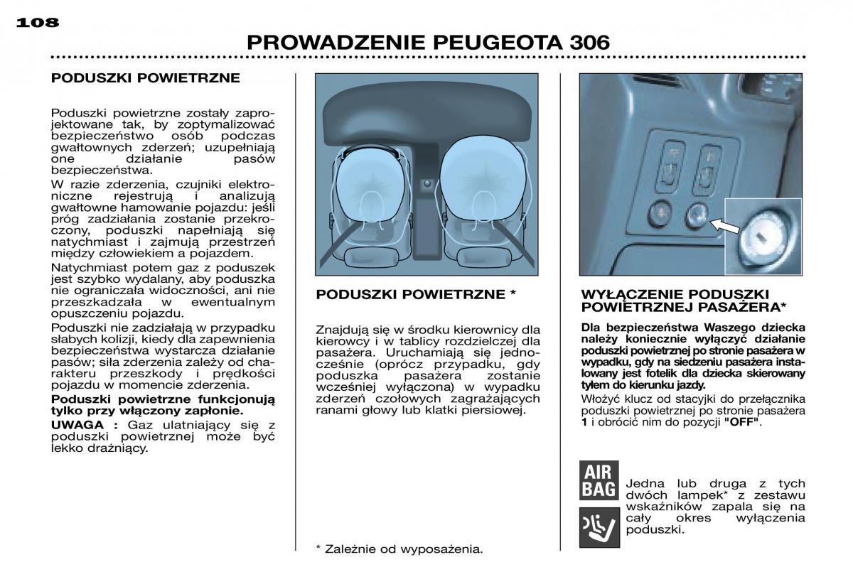 Peugeot 306 instrukcja obslugi / page 106