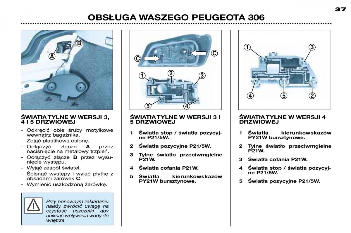 Peugeot 306 instrukcja obslugi / page 35