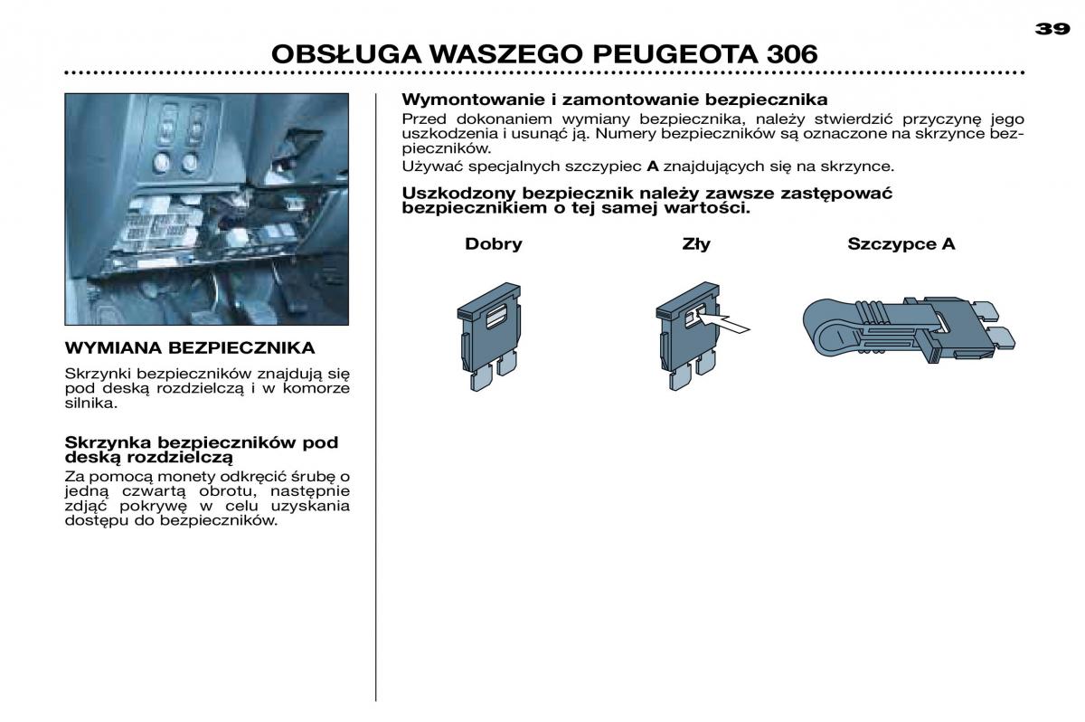 Peugeot 306 instrukcja obslugi / page 39