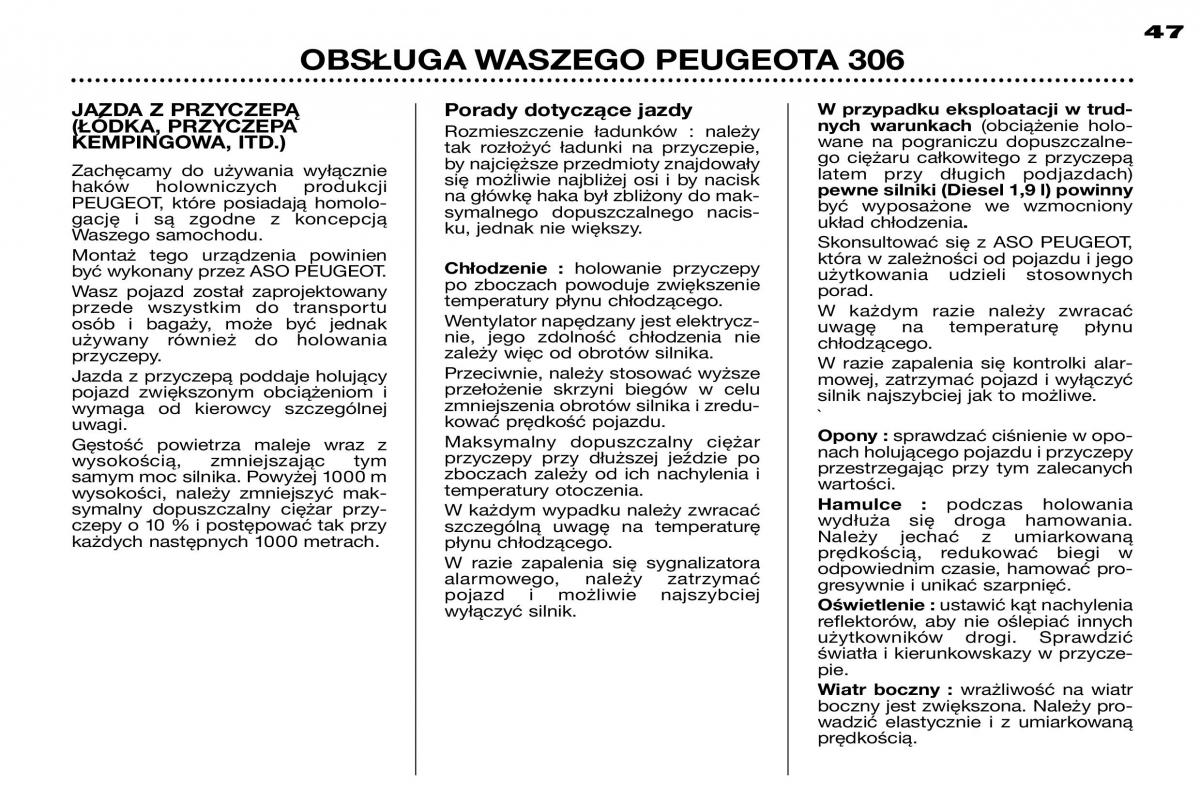 Peugeot 306 instrukcja obslugi / page 45