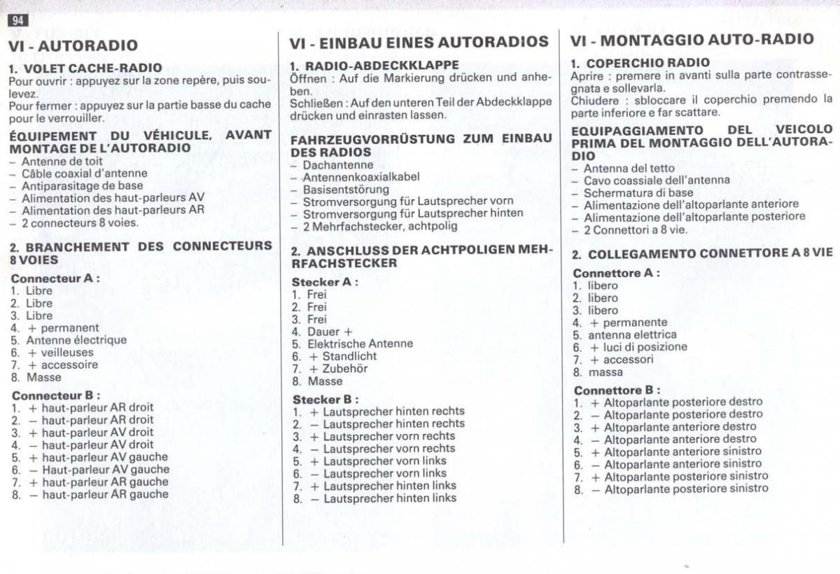 Peugeot 405 instrukcja obslugi / page 95