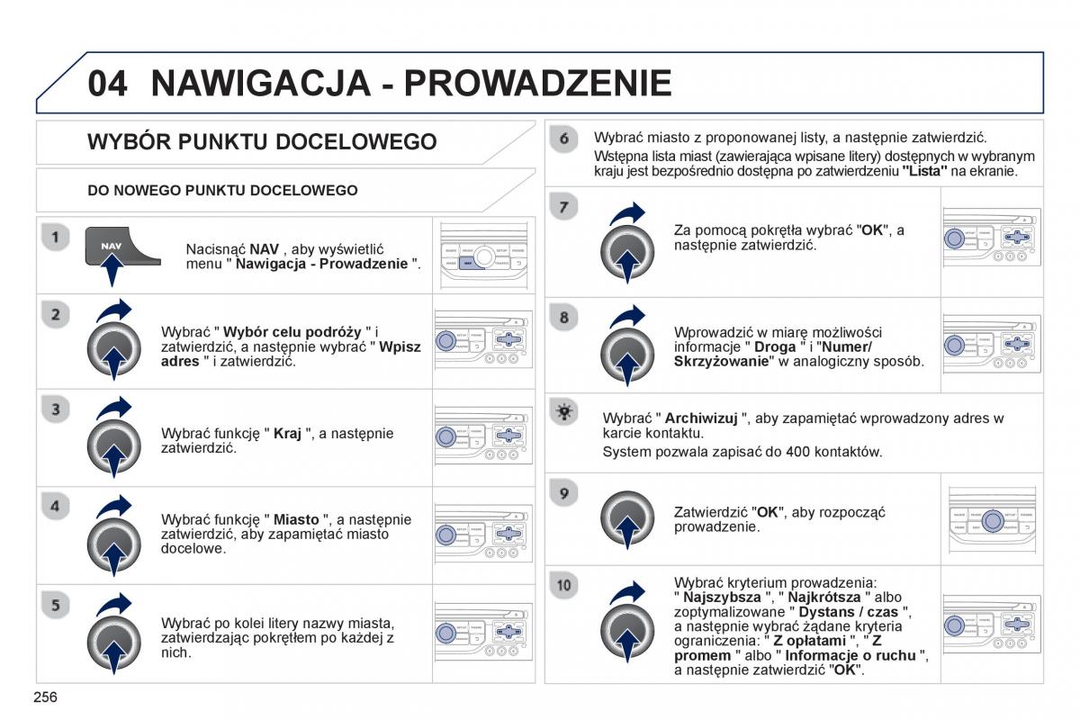 Peugeot RCZ instrukcja obslugi / page 258