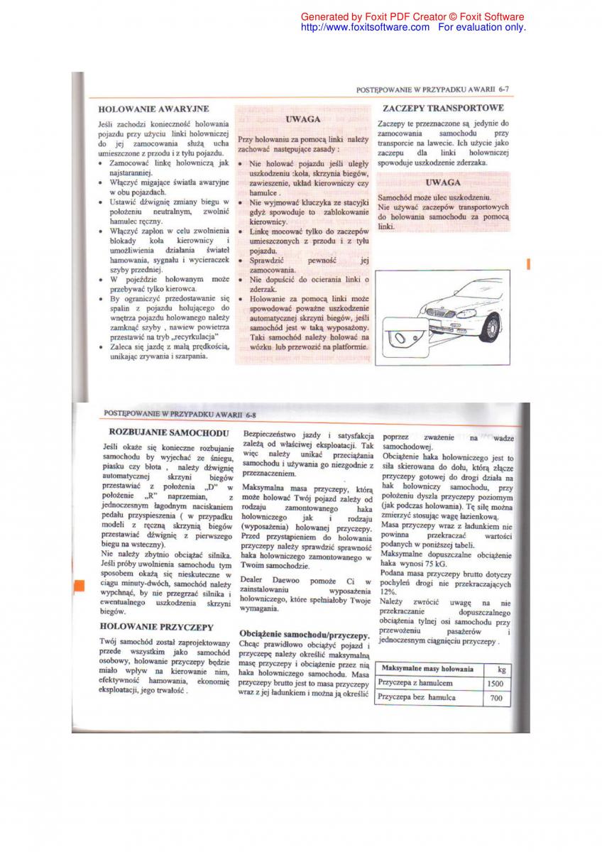 Daewoo Leganza instrukcja obslugi / page 71