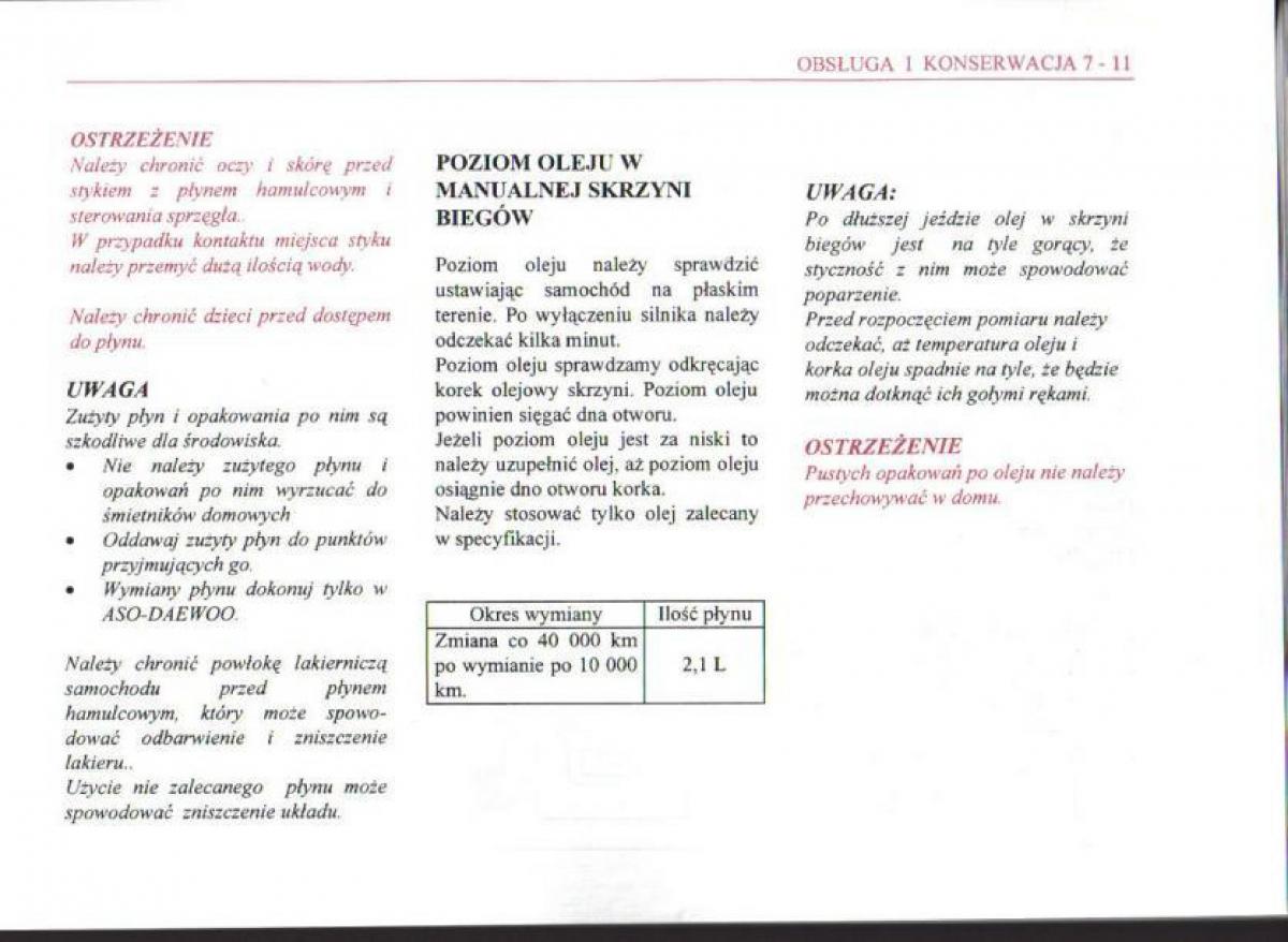 Daewoo Matiz instrukcja obslugi / page 101