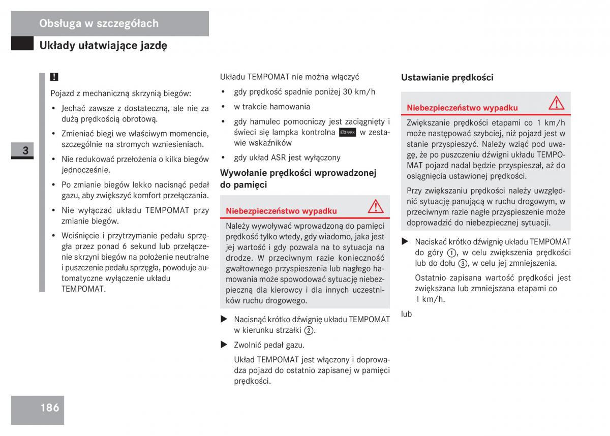 Mercedes Sprinter II 2 instrukcja obslugi / page 188