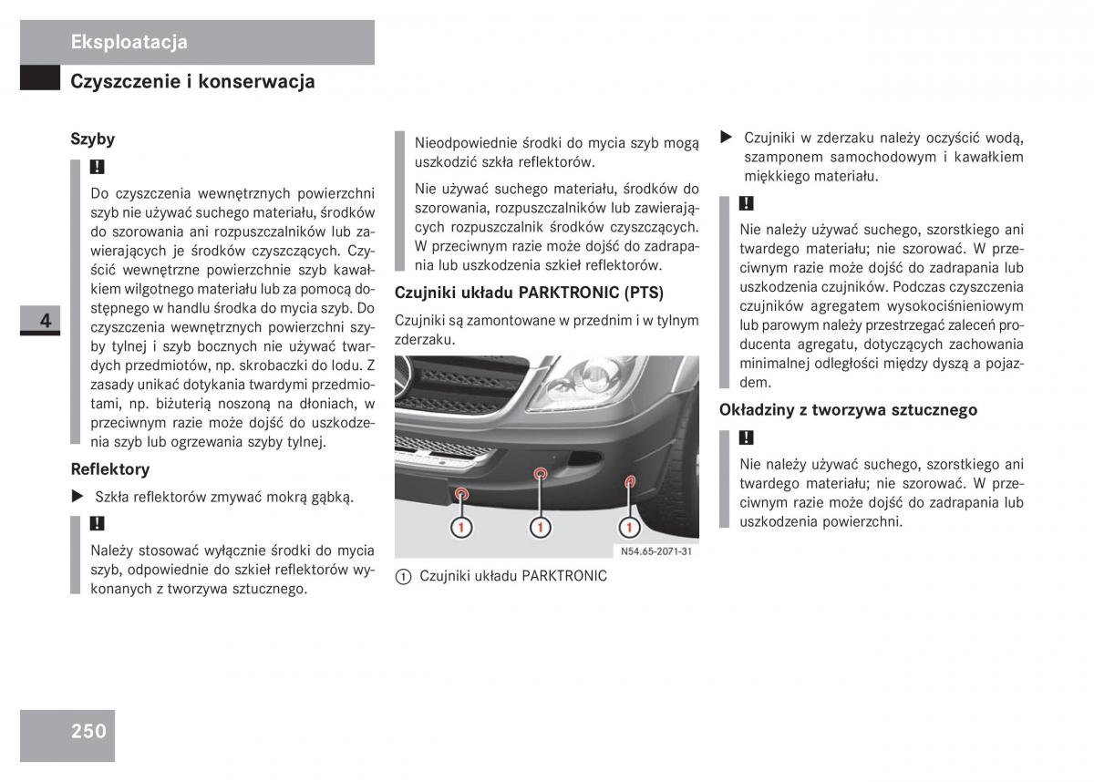 Mercedes Sprinter II 2 instrukcja obslugi / page 252