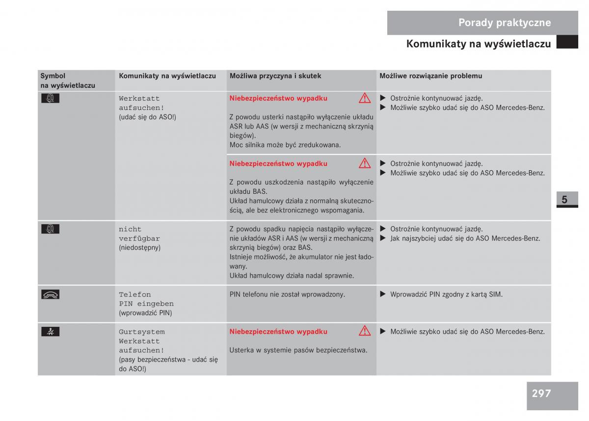 Mercedes Sprinter II 2 instrukcja obslugi / page 299