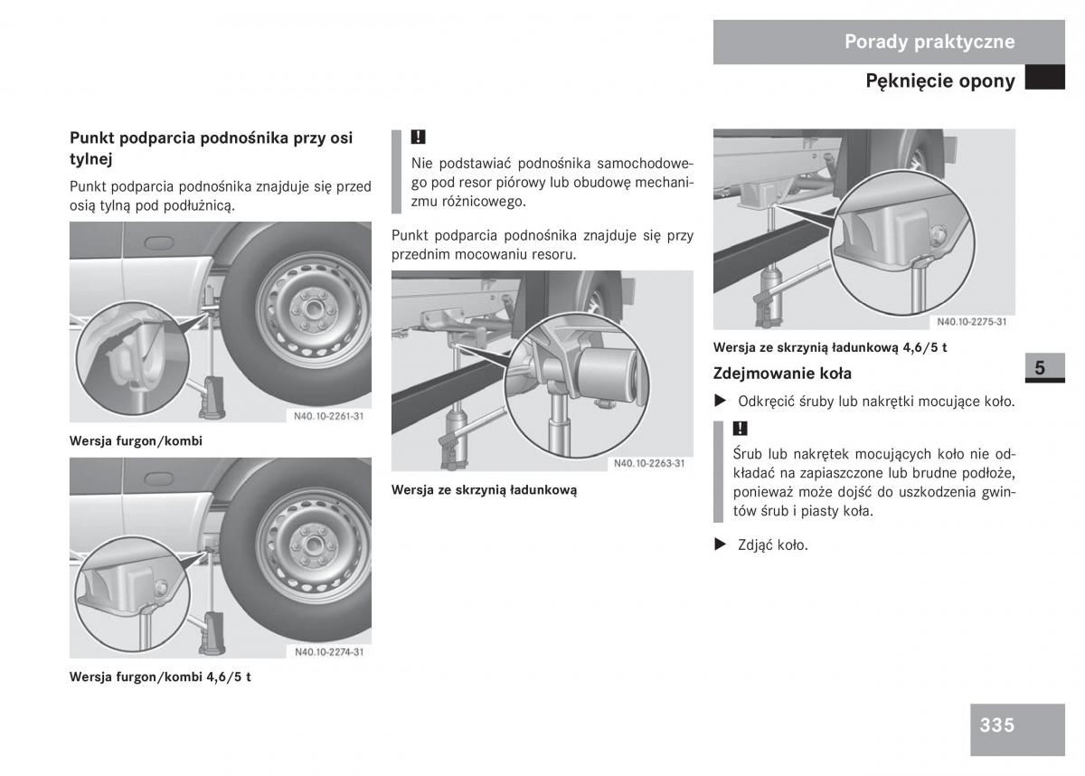 Mercedes Sprinter II 2 instrukcja obslugi / page 337