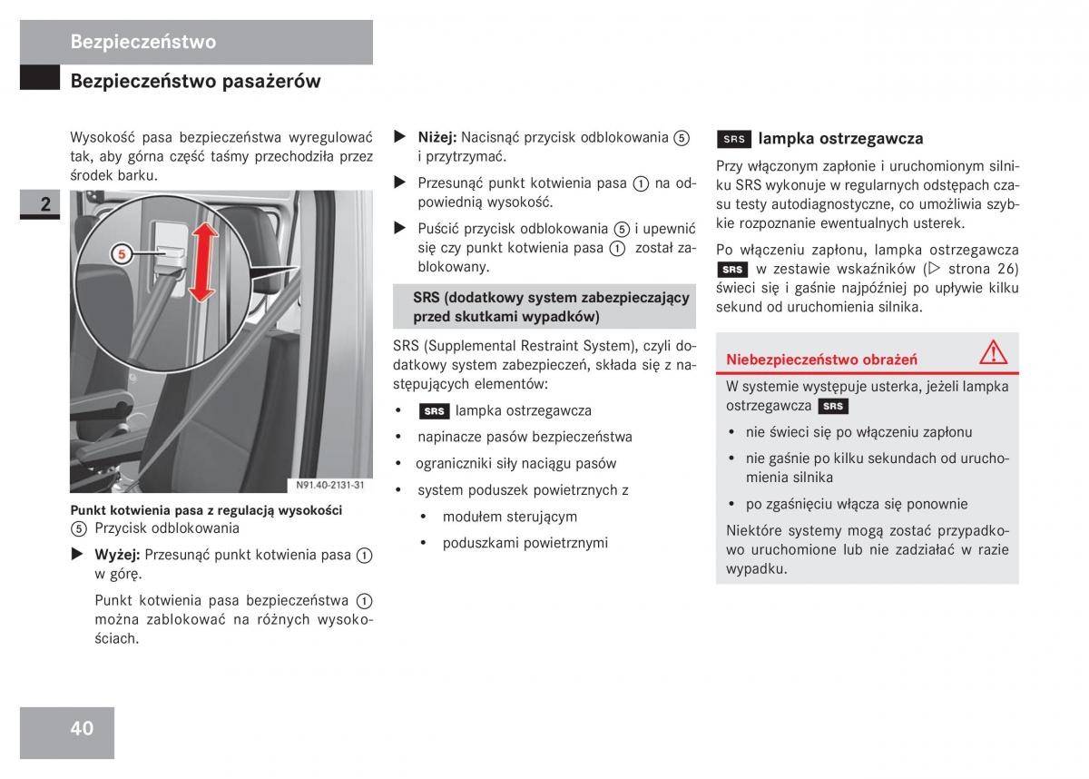 Mercedes Sprinter II 2 instrukcja obslugi / page 42