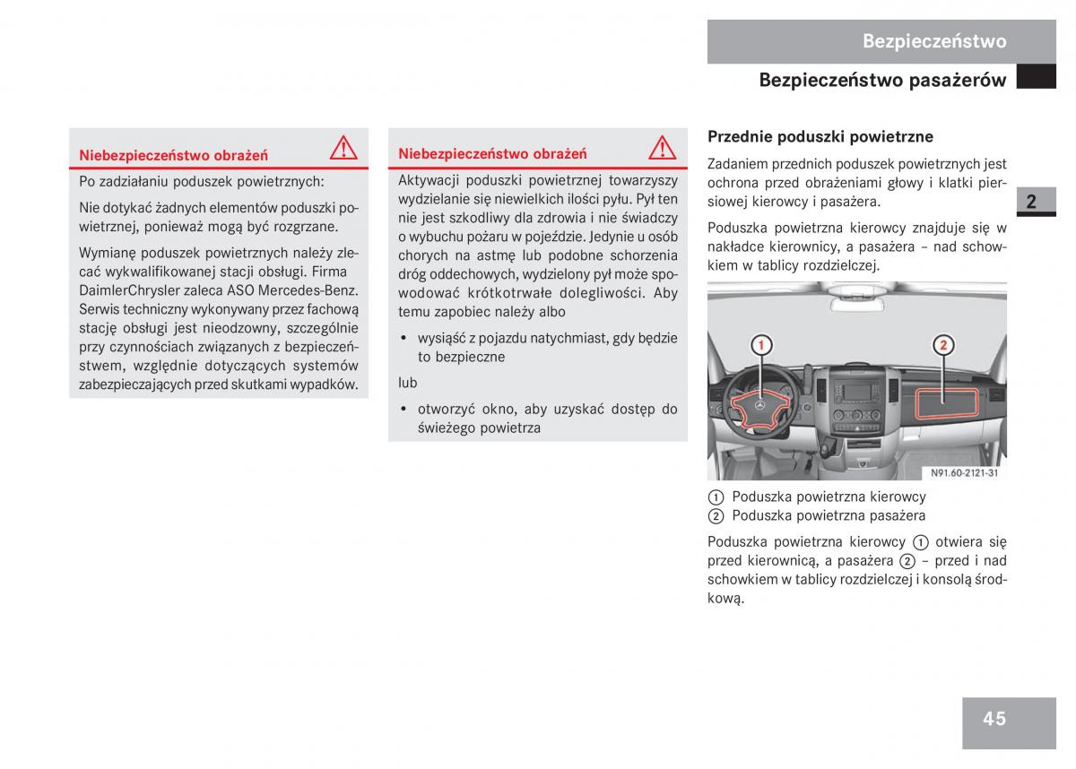 Mercedes Sprinter II 2 instrukcja obslugi / page 47