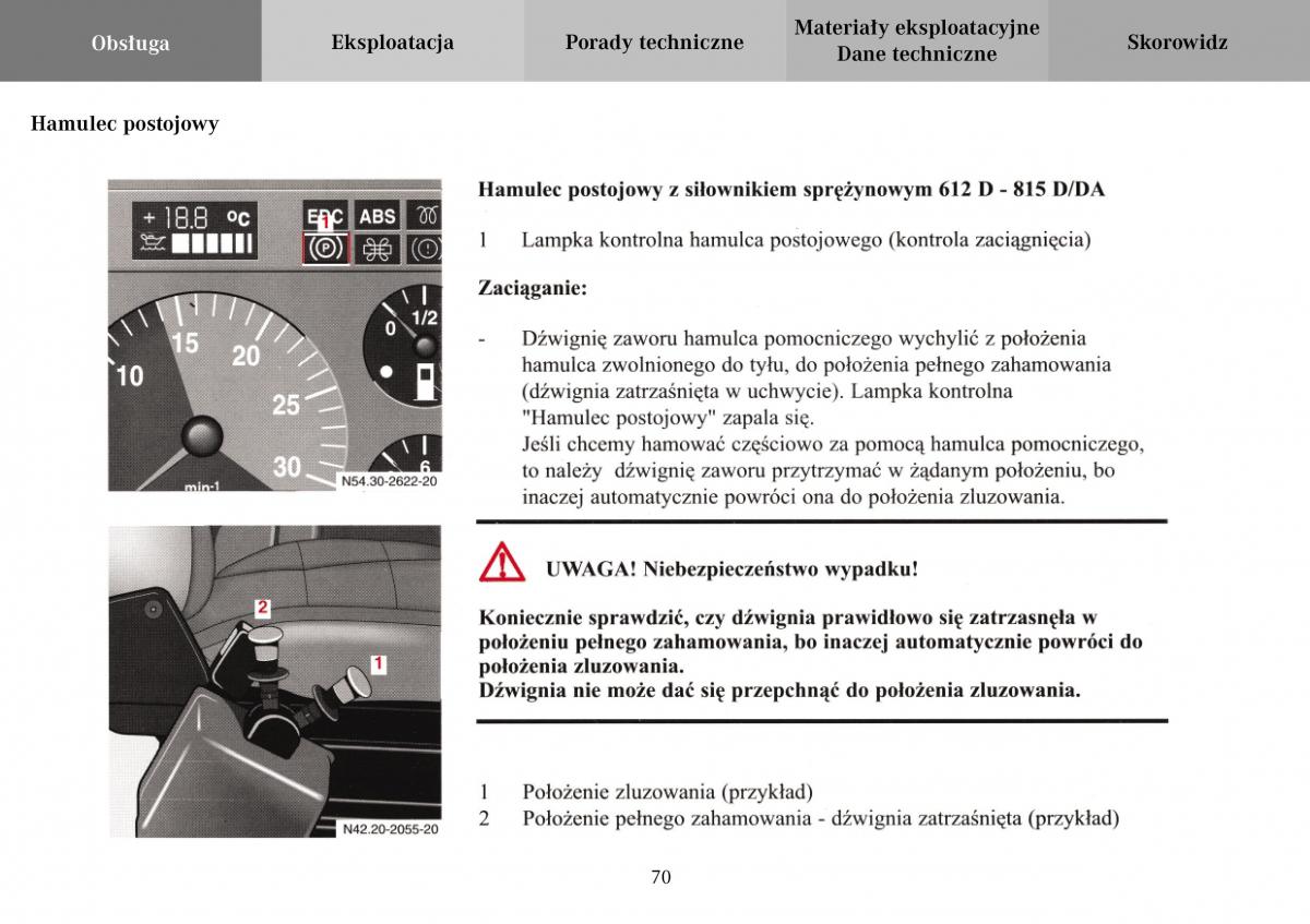 Mercedes Benz Vario instrukcja obslugi / page 72