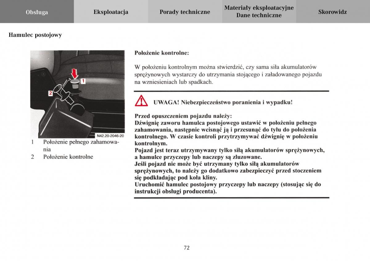 Mercedes Benz Vario instrukcja obslugi / page 74