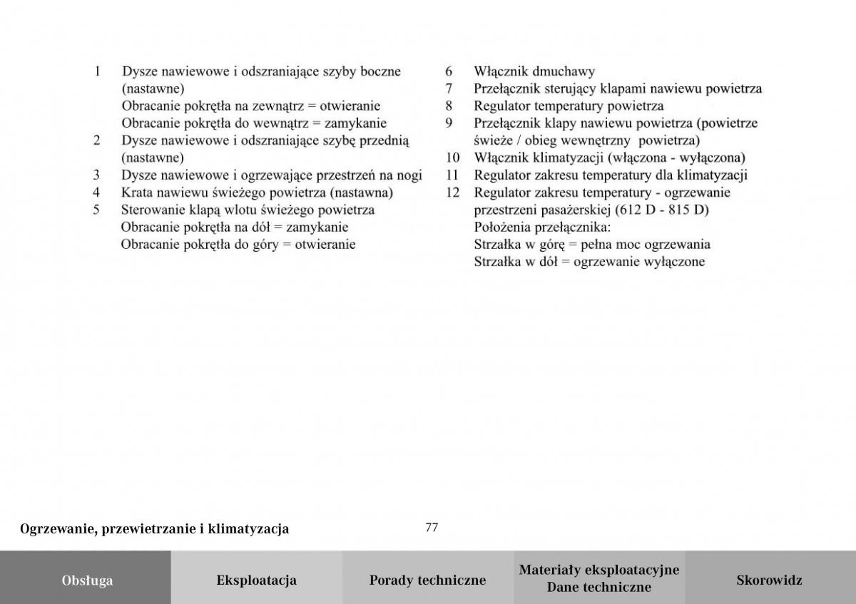 Mercedes Benz Vario instrukcja obslugi / page 79