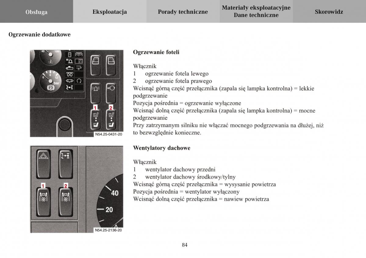 Mercedes Benz Vario instrukcja obslugi / page 86