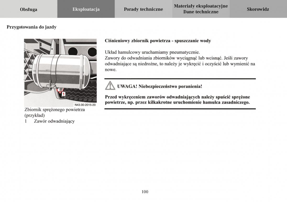 Mercedes Benz Vario instrukcja obslugi / page 102