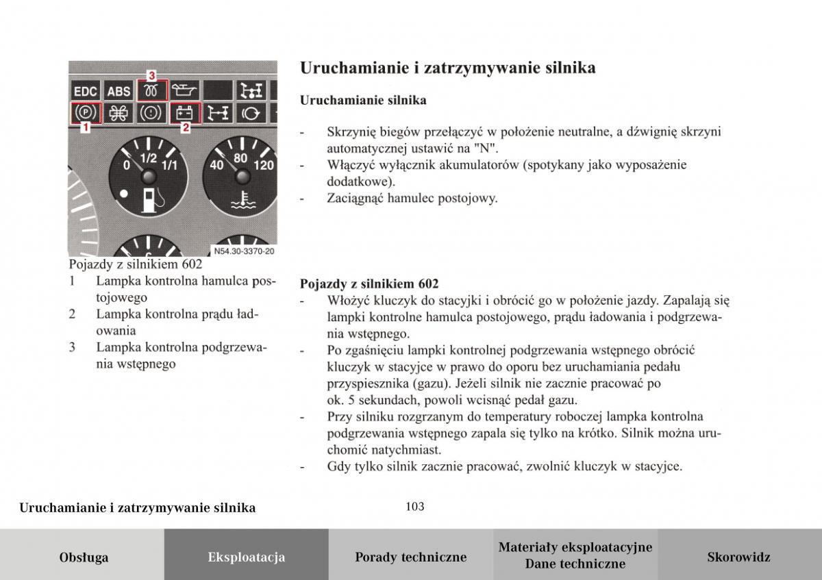 Mercedes Benz Vario instrukcja obslugi / page 105