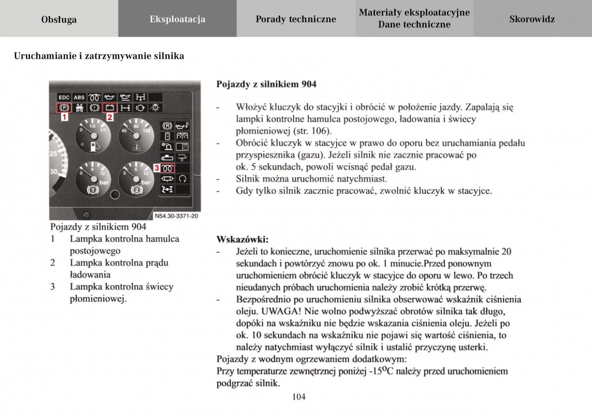 Mercedes Benz Vario instrukcja obslugi / page 106