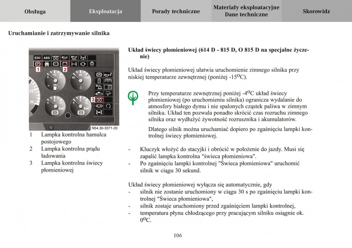 Mercedes Benz Vario instrukcja obslugi / page 108