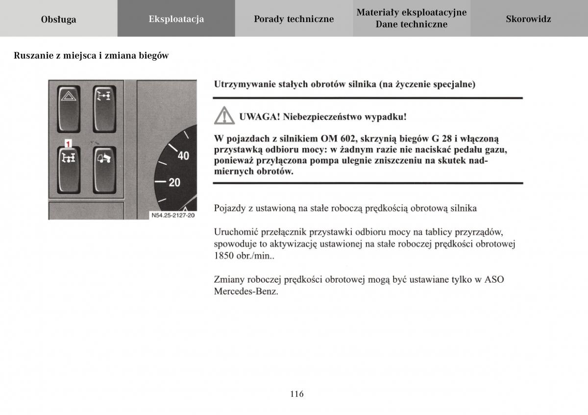 Mercedes Benz Vario instrukcja obslugi / page 118