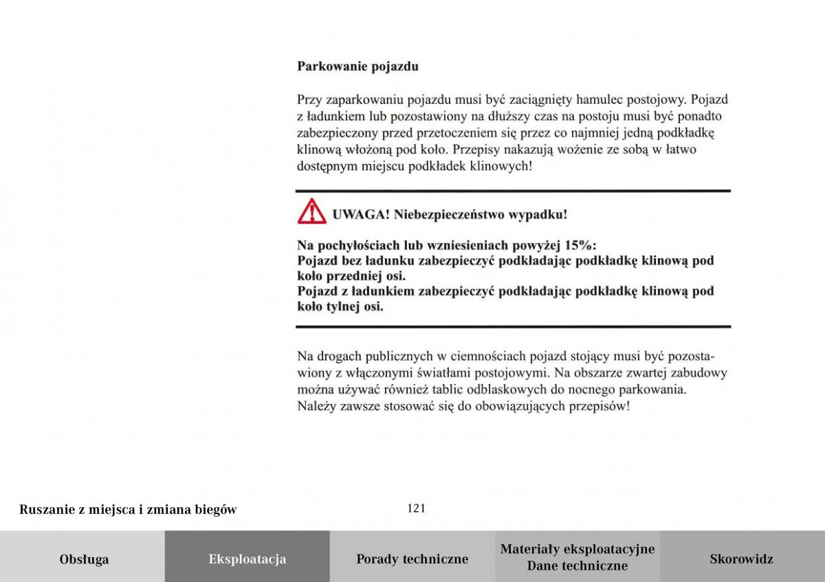 Mercedes Benz Vario instrukcja obslugi / page 123