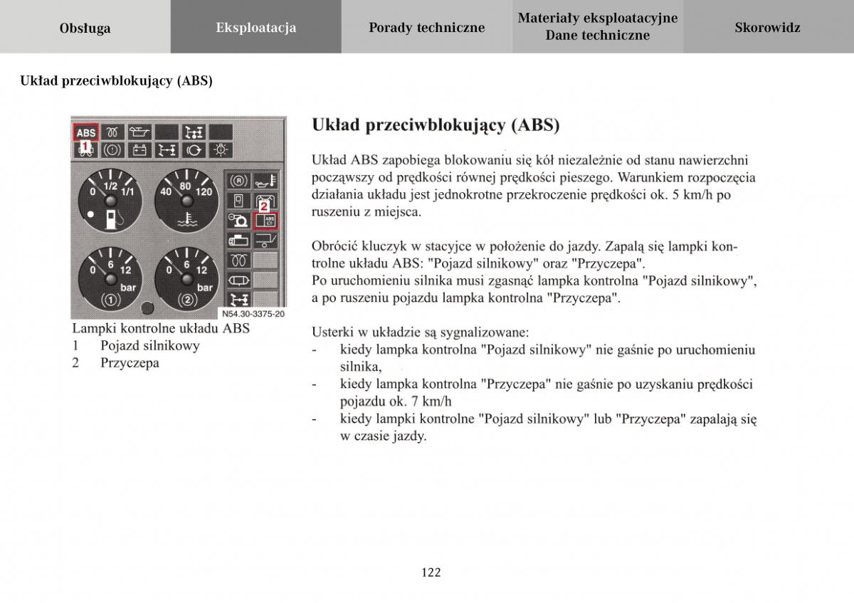 Mercedes Benz Vario instrukcja obslugi / page 124